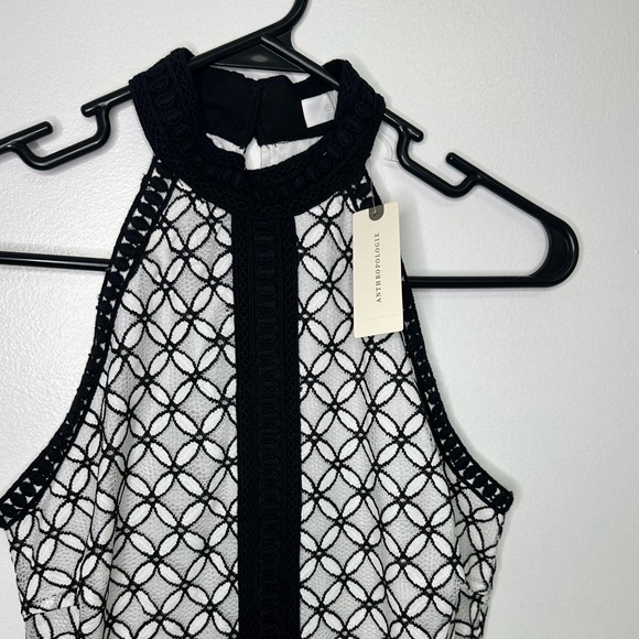 Anthropologie Eri‎ + Ali NWT Black and White High Neck Ninetta Lace Dress - Picture 6 of 6